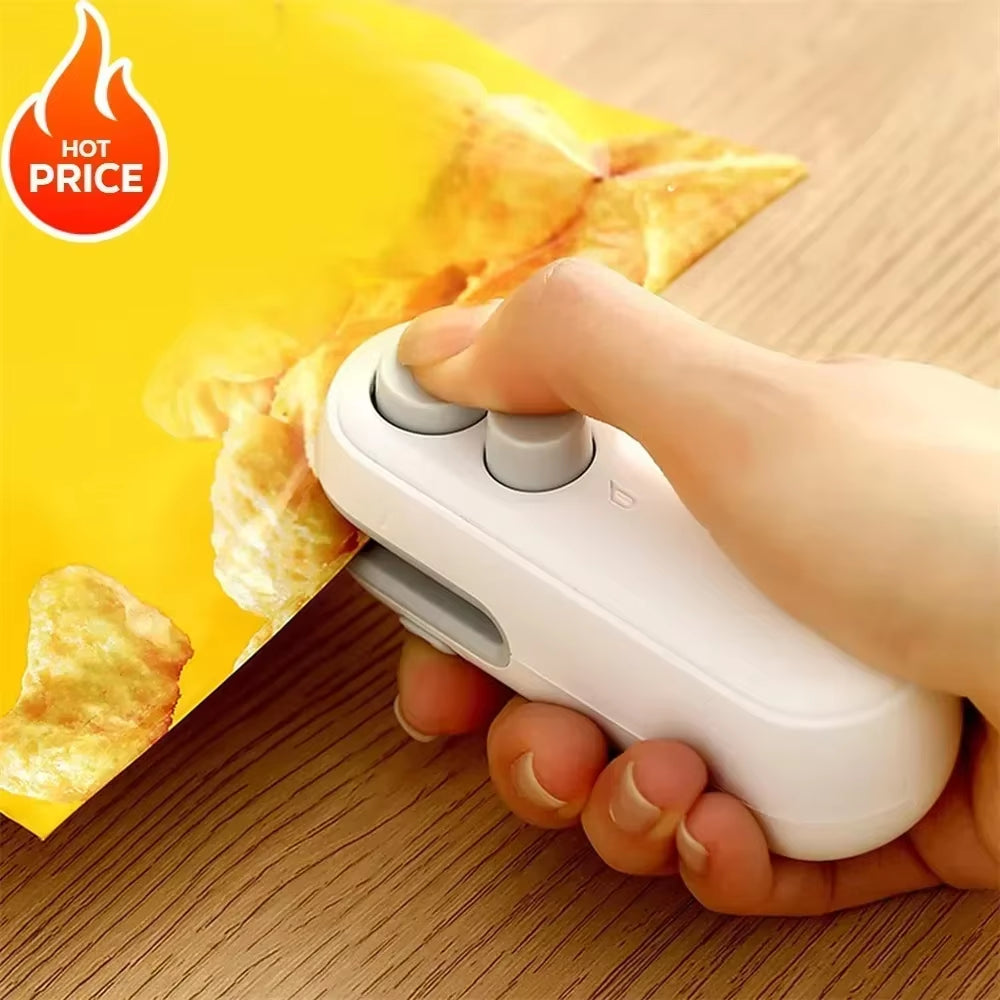 Portable Mini Sealer, 2 in 1 Heat Sealer for Snacks, Home USB Rechargeable Sealer Vacuum Sealer, Snacks Plastic Bag Heat Sealer